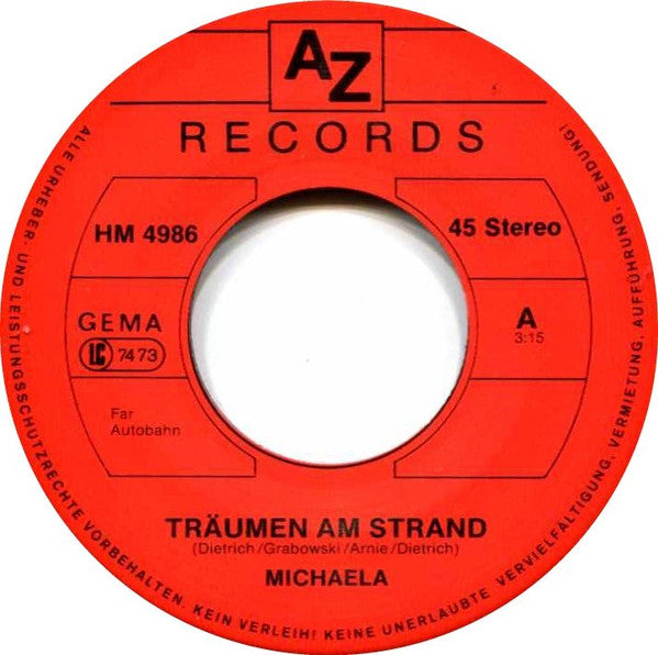 Michaela (14) : Träumen Am Strand / Gib Mir Einen Grund Zu Bleiben (7", Single)