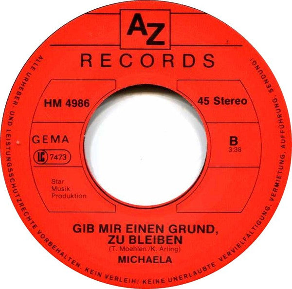 Michaela (14) : Träumen Am Strand / Gib Mir Einen Grund Zu Bleiben (7", Single)