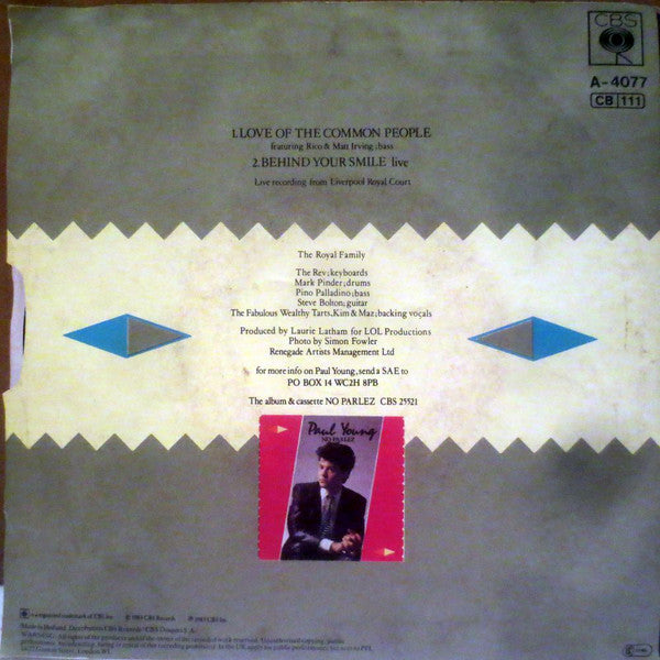 Paul Young : Love Of The Common People  (7", Single)