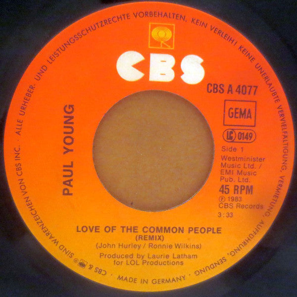 Paul Young : Love Of The Common People  (7", Single)