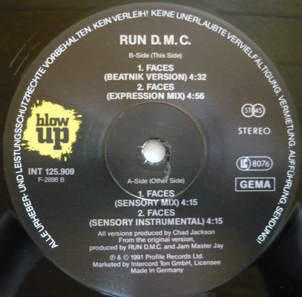 Run-DMC : Faces (Chad Jackson Remix) (12")