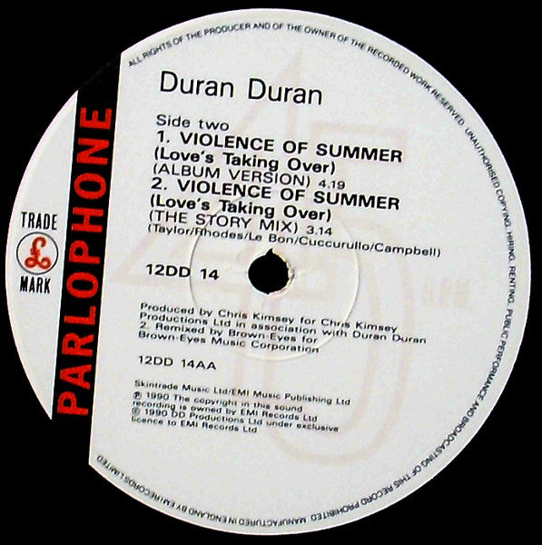 Duran Duran : Violence Of Summer (Love's Taking Over) (12", Single)