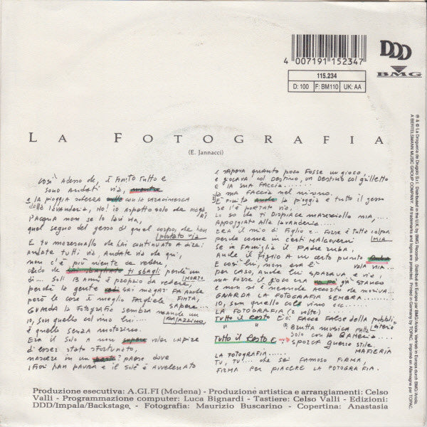 Enzo Jannacci / Ute Lemper : La Fotografia (7", Single)