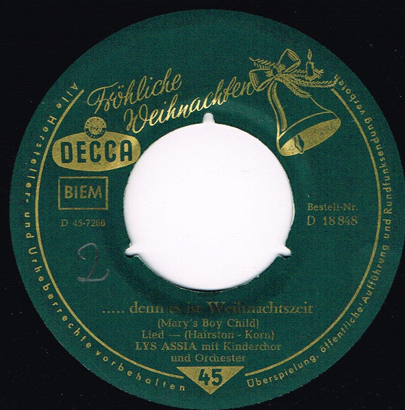 Lys Assia : ...Denn Es Ist Weihnachtszeit / Weihnacht Muß Leise Sein (7", Single)