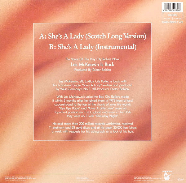 Les McKeown : She's A Lady (12", Maxi)