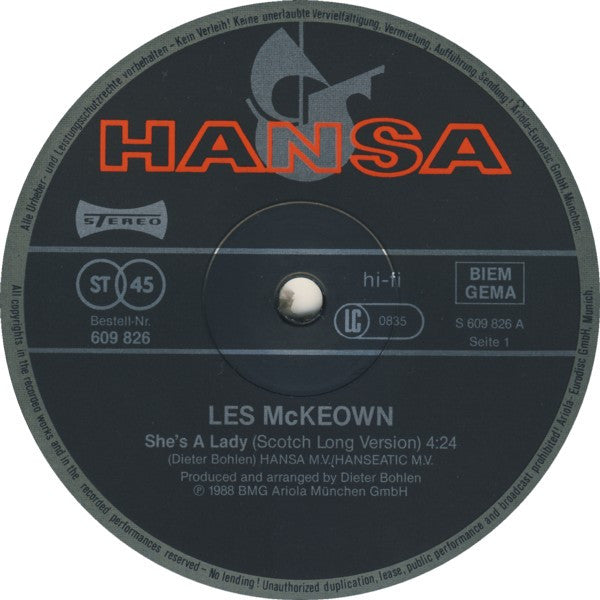 Les McKeown : She's A Lady (12", Maxi)