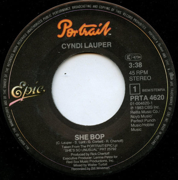 Cyndi Lauper : She Bop (7", Single)