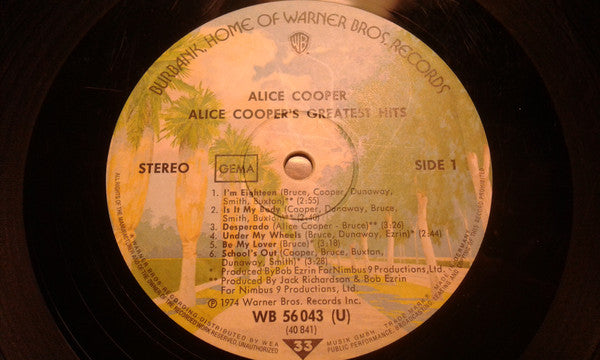 Alice Cooper : Alice Cooper's Greatest Hits (LP, Comp)