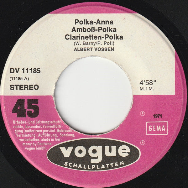 Albert Vossen : Polka-Anna / Amboß-Polka / Clarinetten-Polka (7", Single)