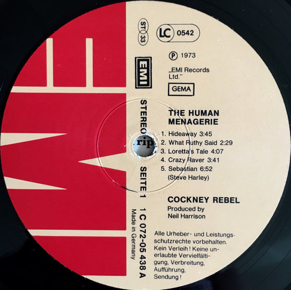 Cockney Rebel : The Human Menagerie (LP, Album, RP, Gat)
