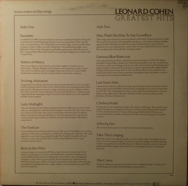 Leonard Cohen : Greatest Hits (LP, Comp)