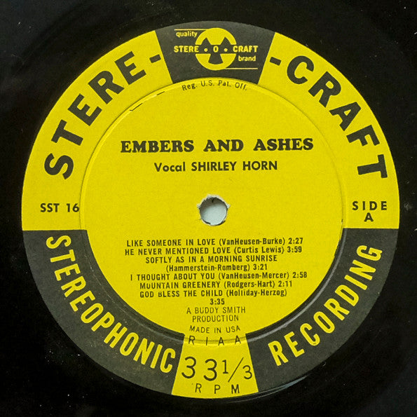 Shirley Horn : Embers And Ashes (LP, Album, yel)
