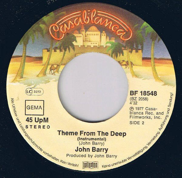 Donna Summer, John Barry : Theme From The Deep (Down, Deep Inside) (7", Single)