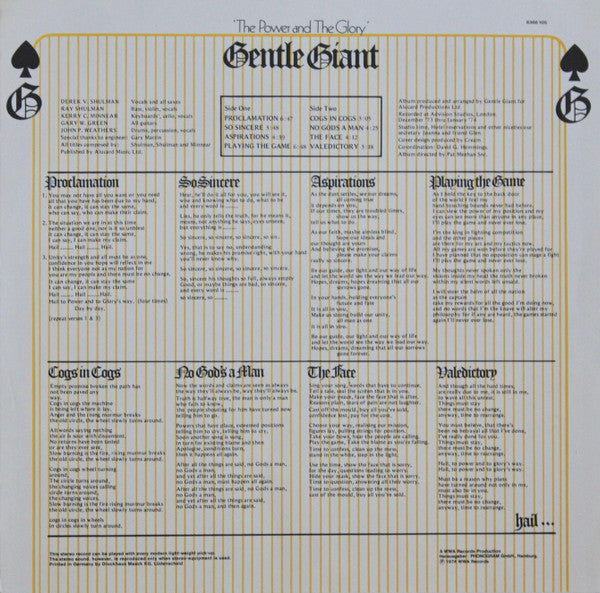 Gentle Giant : The Power And The Glory (LP, Album)