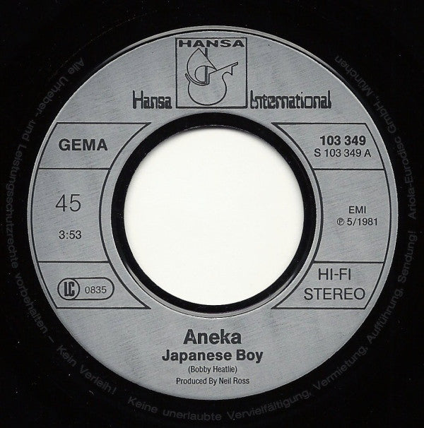 Aneka : Japanese Boy (7", Single, Inj)