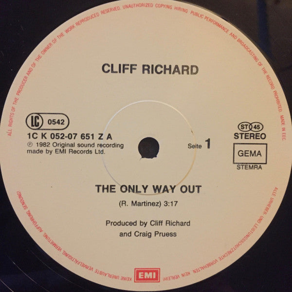Cliff Richard : The Only Way Out (12", Maxi)
