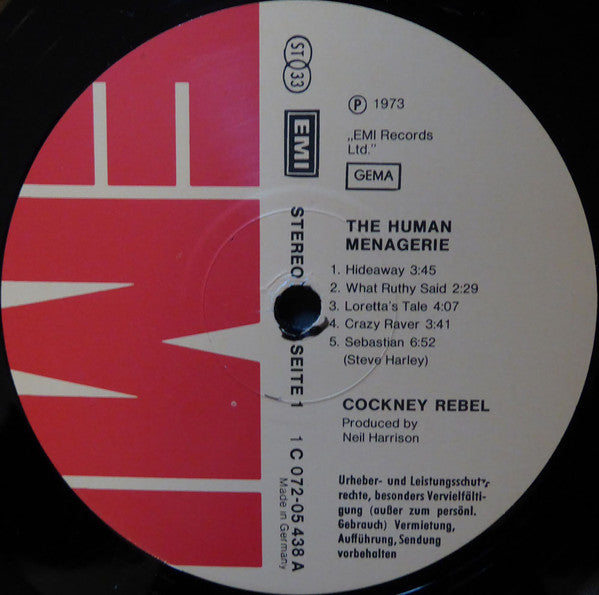 Cockney Rebel : The Human Menagerie (LP, Album, RP, Gat)