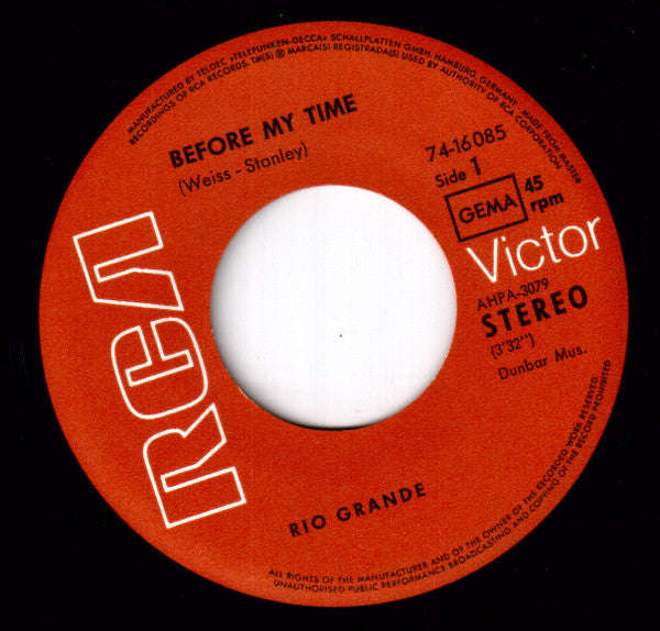Rio Grande (4) : Before My Time (7", Single)
