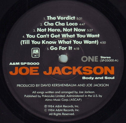 Joe Jackson : Body And Soul (LP, Album, Mon)