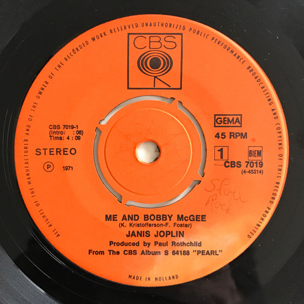 Janis Joplin : Me And Bobby McGee (7", Single)