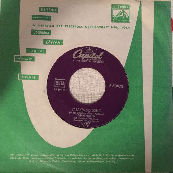 Dean Martin : It Takes So Long (To Say Goodbye) / On An Evening in Roma (7", Single, Mono)