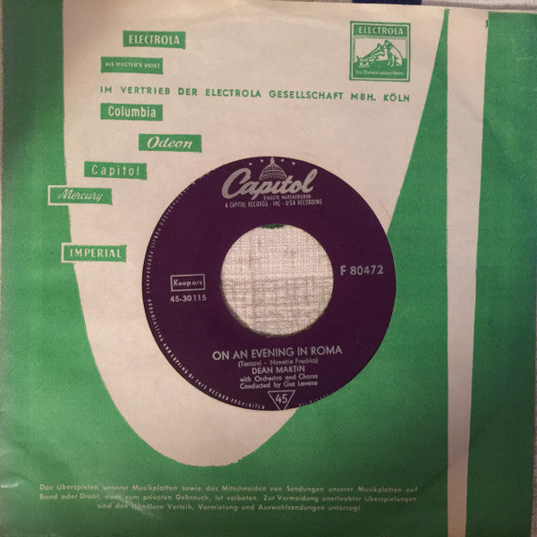 Dean Martin : It Takes So Long (To Say Goodbye) / On An Evening in Roma (7", Single, Mono)