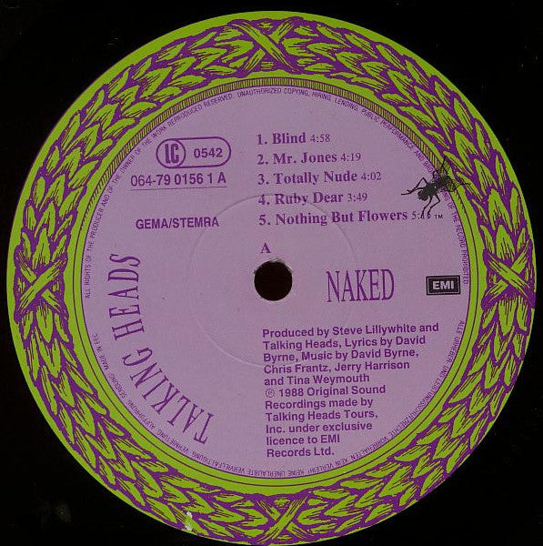Talking Heads : Naked (LP, Album)