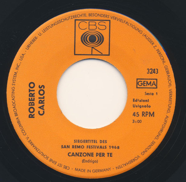 Roberto Carlos : Canzone Per Te (7", Single)