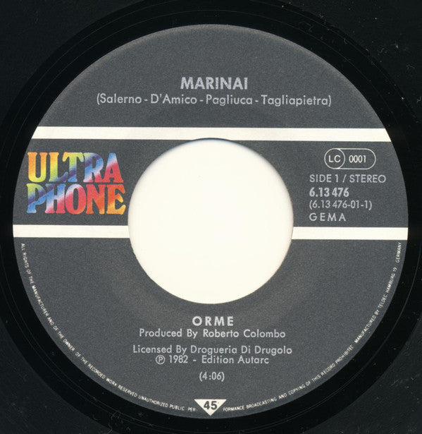 Orme* : Marinai (7", Single, Promo)