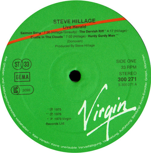 Steve Hillage : Live Herald (2xLP, Album, Gat)