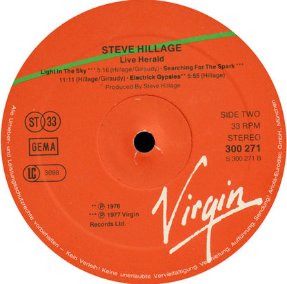 Steve Hillage : Live Herald (2xLP, Album, Gat)