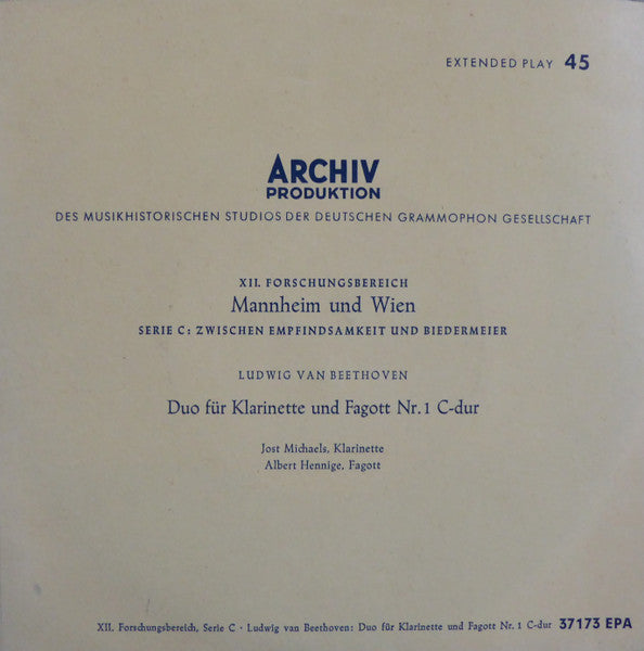 Ludwig van Beethoven : Duo Für Klarinette Und Fagott  (7", EP)