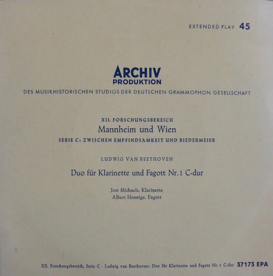Ludwig van Beethoven : Duo Für Klarinette Und Fagott  (7", EP)
