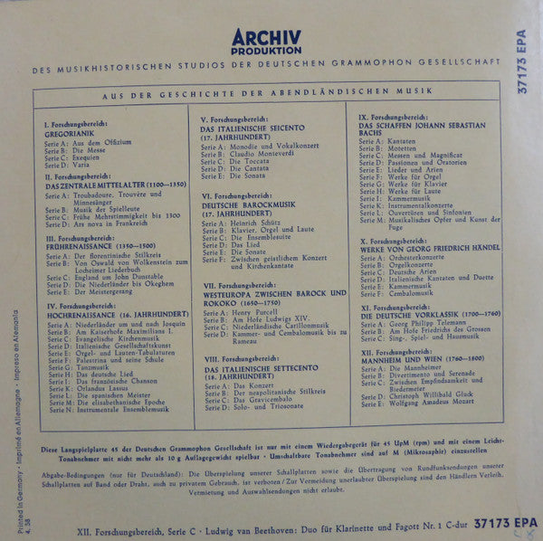 Ludwig van Beethoven : Duo Für Klarinette Und Fagott  (7", EP)