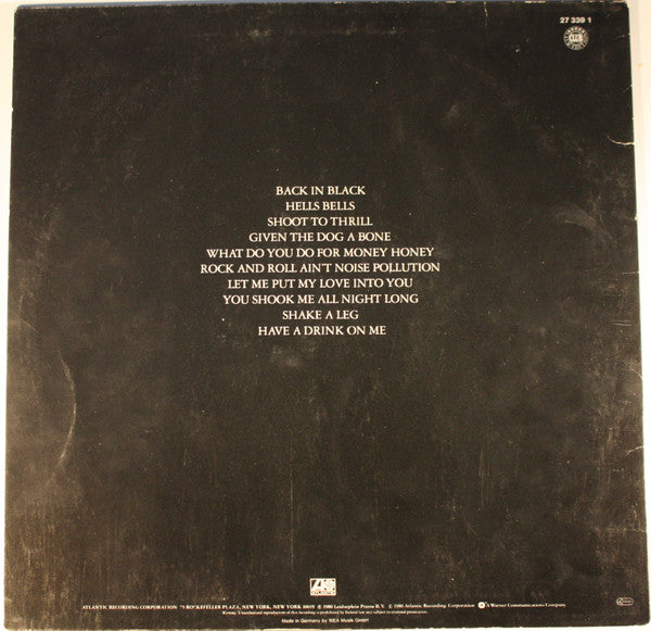 AC/DC : Back In Black (LP, Album, Club)
