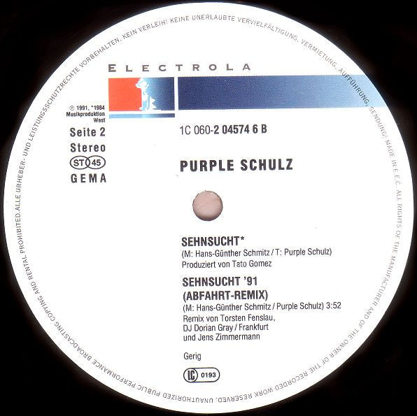 Purple Schulz : Sehnsucht (Ich Will Raus) - Remix (12", Maxi)