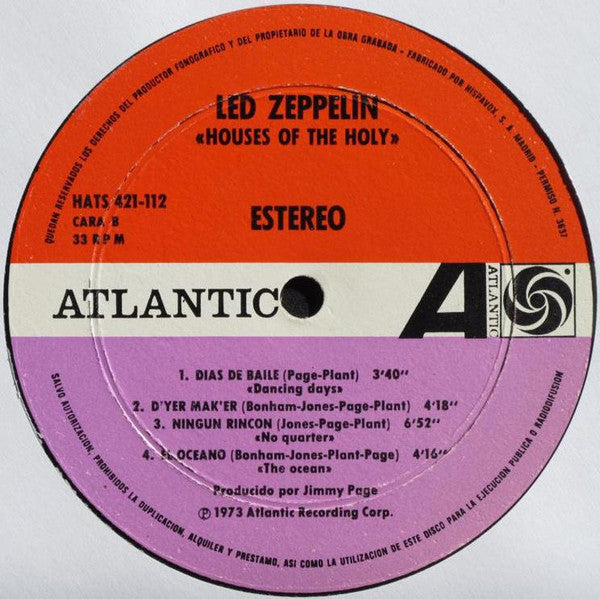 Led Zeppelin : Houses Of The Holy (LP, Album, RE, Gat)