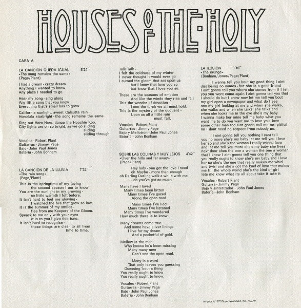 Led Zeppelin : Houses Of The Holy (LP, Album, RE, Gat)