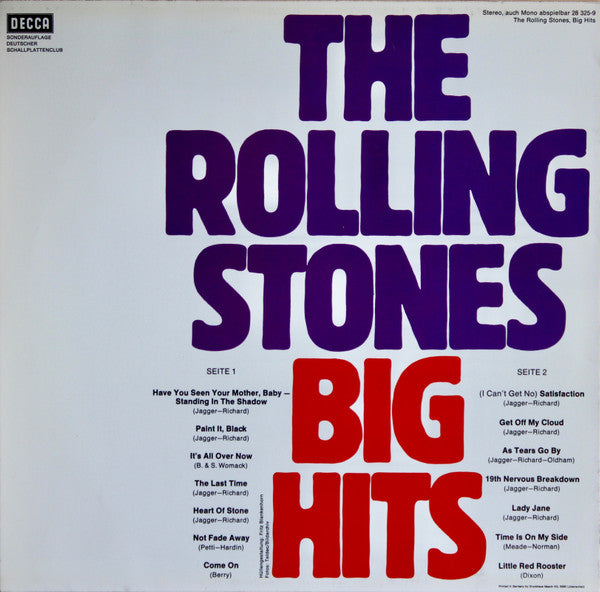 The Rolling Stones : Big Hits (LP, Comp, RE, S/Edition)