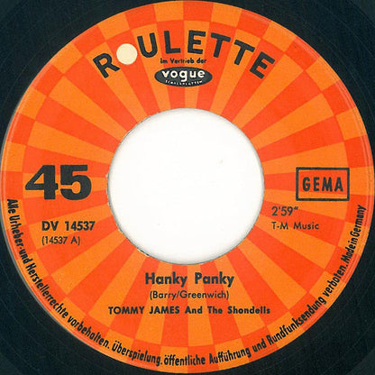 Tommy James & The Shondells : Hanky Panky (7", Single)