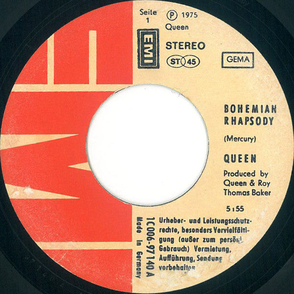 Queen : Bohemian Rhapsody (7", Single, Blu)