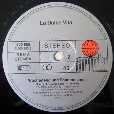 La Dolce Vita : Junge, Komm Bald Wieder (12")