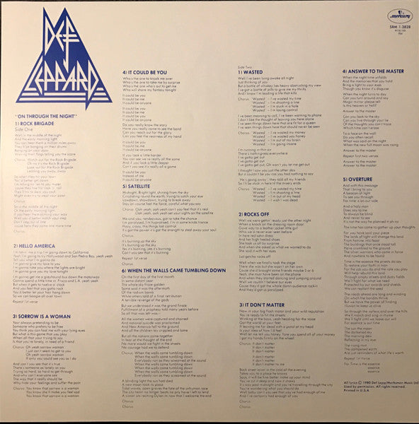 Def Leppard : On Through The Night (LP, Album, PRC)