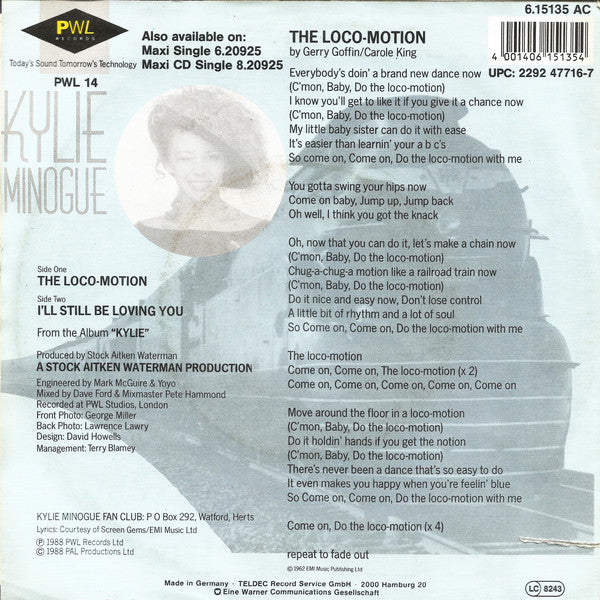 Kylie Minogue : The Loco-Motion (7", Single)