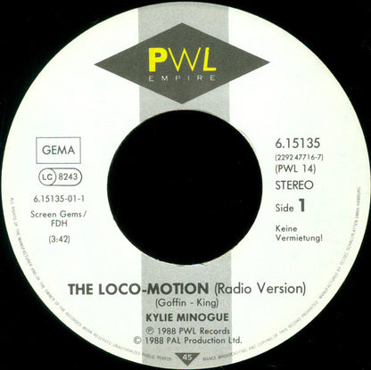 Kylie Minogue : The Loco-Motion (7", Single)