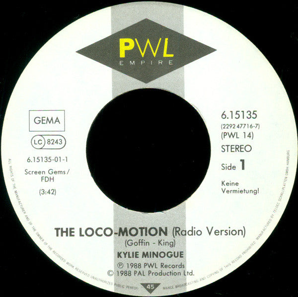 Kylie Minogue : The Loco-Motion (7", Single)