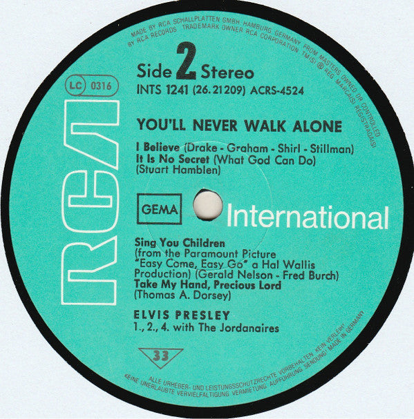 Elvis Presley : You'll Never Walk Alone (LP, Album, Comp, RE)