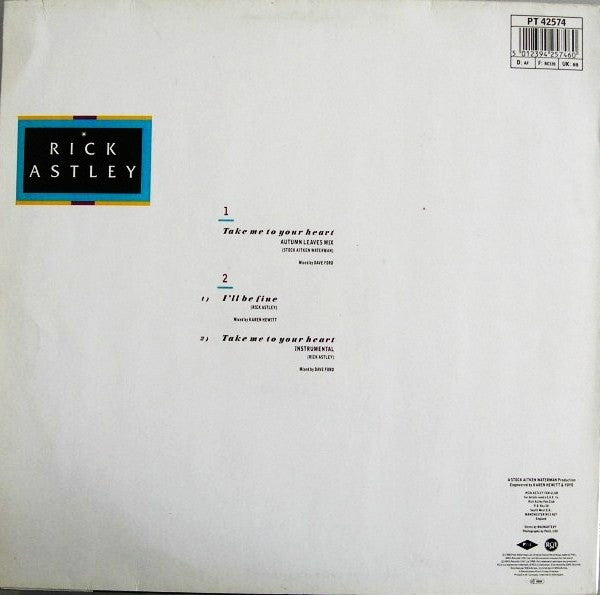Rick Astley : Take Me To Your Heart (12", Maxi)