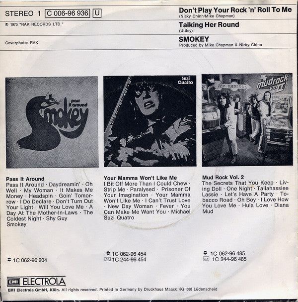 Smokey* : Don't Play Your Rock'n Roll To Me (7", Single)