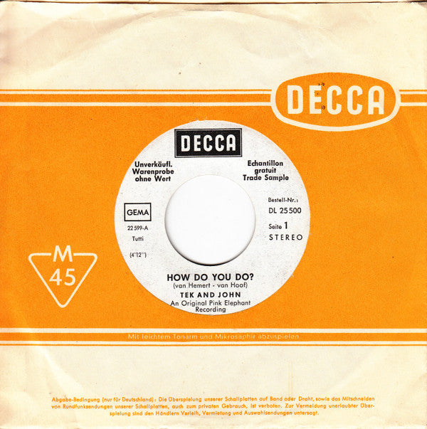 Tek And John : How Do You Do ? (7", Single, Promo)